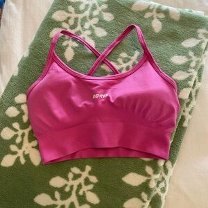 Bo+Tee Pink Seamless Crossback Sports Bra